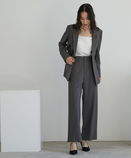 Callarus セットアップ 洗える防しわデザインテーラードジャケット