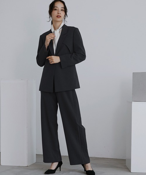 Callarus セットアップ 洗える防しわデザインテーラードジャケット