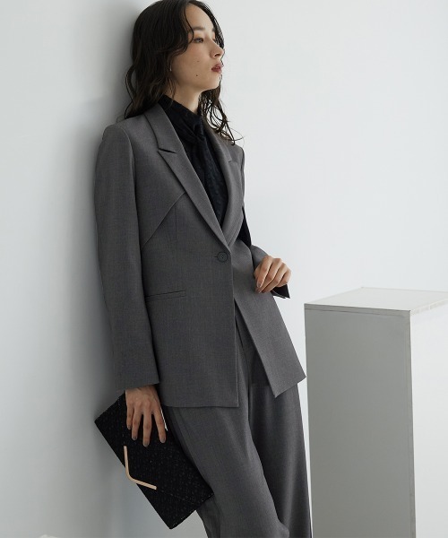 Callarus セットアップ 洗える防しわデザインテーラードジャケット