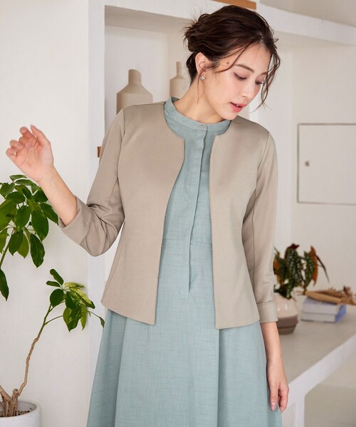 Tiaclasse ジャケット ノーカラージャケット ノーカラーポンチ