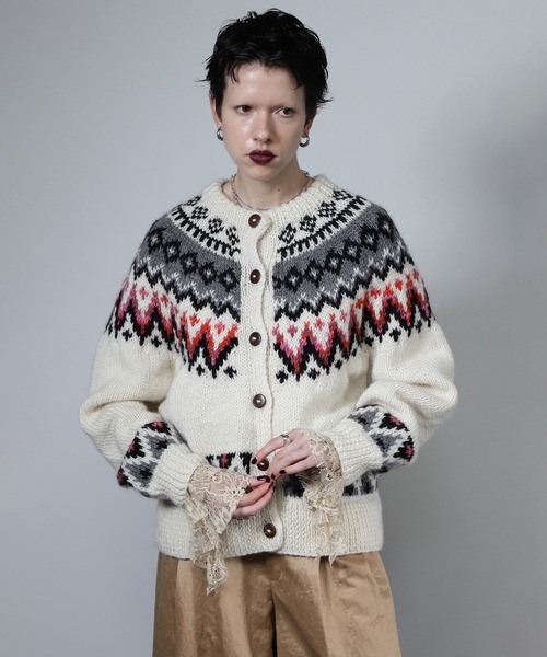 【美品】ROSE BUD ハンドメイドネパールニット （ピンク） ローズバッド ROSE BUD ハンドメイドネパールニット （ピンク