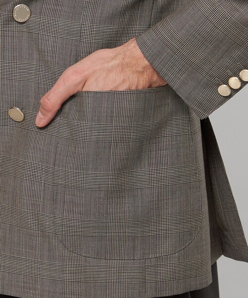 ジャケット テーラードジャケット 「DORMEUIL/ドーメル」「SUPER LITE TONIK」ダブルブレステッドグレンチェックブレザー メンズの画像