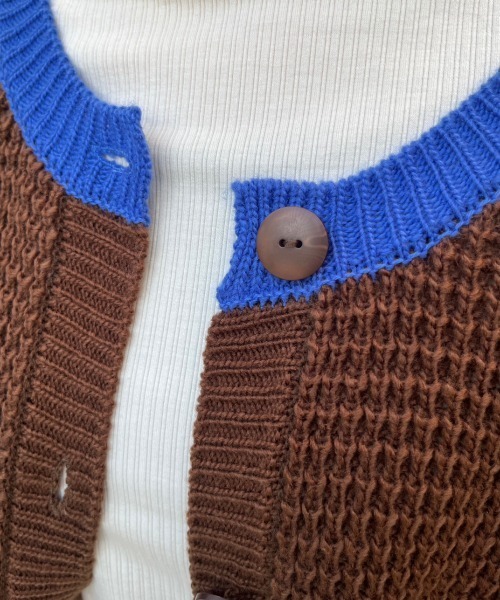 「nemne store」 ニットカーディガン フリー グリーン レディース_画像3