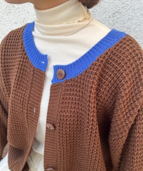 「nemne store」 ニットカーディガン フリー グリーン レディース_画像7
