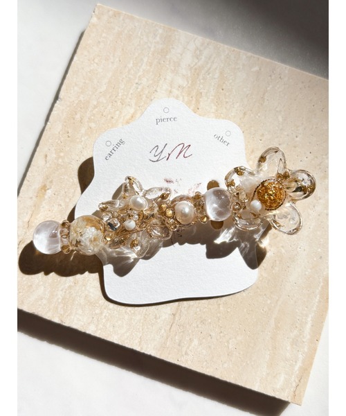 TONE（トネ） ヘアクリップ 「YM」花×レジン ヘアクリップ 淡水パール
