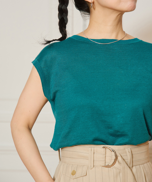 ニット セーター IENA LA BOUCLE Linen フレンチスリーブプルオーバー レディース
