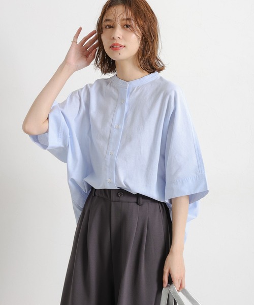 ブラウス シャツ バンドカラードルマンシャツ レディース paty_r240308002