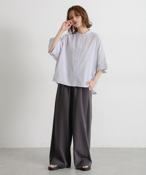 ブラウス シャツ バンドカラードルマンシャツ レディース paty_r240308002