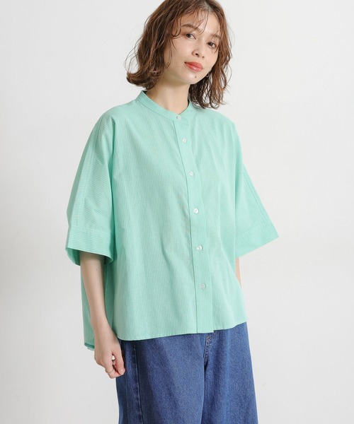 ブラウス シャツ バンドカラードルマンシャツ レディース paty_r240308002