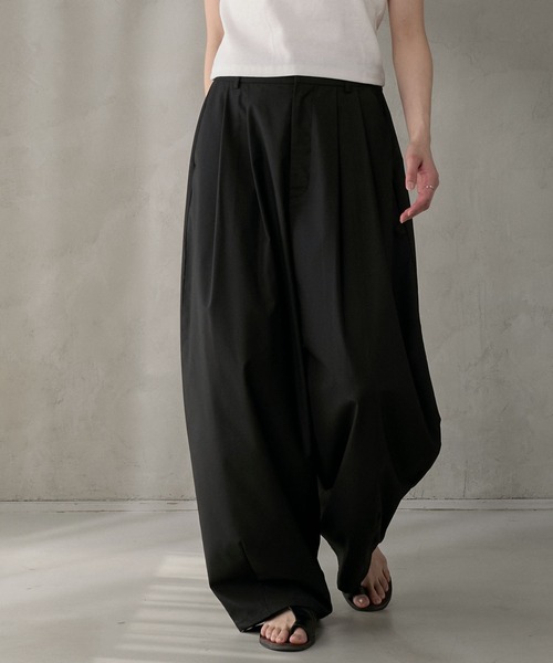 パンツ wide tuck straight slacks kutir パンツ STRIPE TUCK WIDE SLACKS／ストライプタックワイド