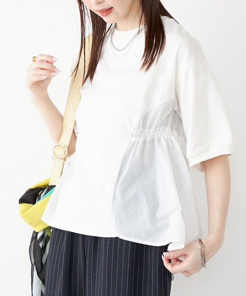tシャツ SHIPS Colors:「洗濯機可能」ミニ裏毛 ドッキング トップス レディース