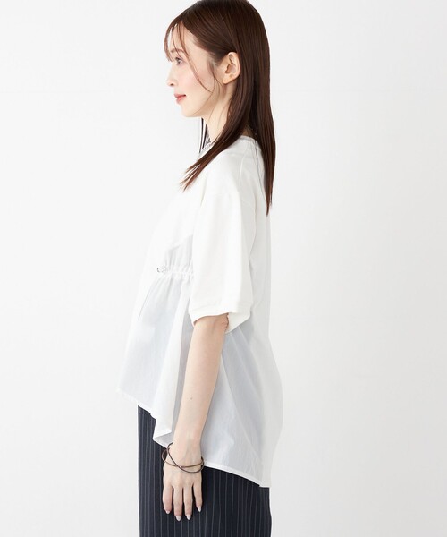 tシャツ SHIPS Colors:「洗濯機可能」ミニ裏毛 ドッキング トップス レディース SHIPS Colors tシャツ Colors:「洗濯機可能」ミニ裏毛