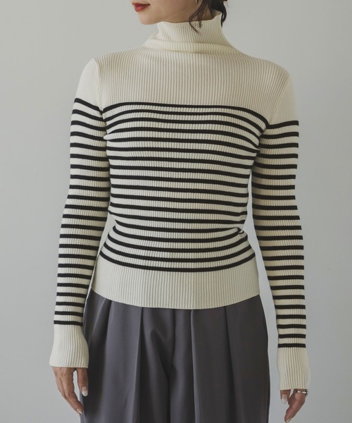 「rectangle」 タートルネックニット FREE ブラック レディース_画像3