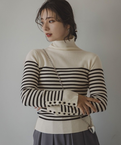 「rectangle」 タートルネックニット FREE ブラック レディース_画像9