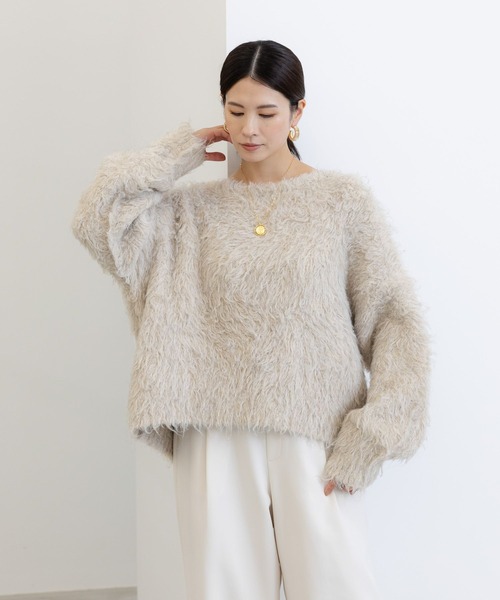 「Elura」 長袖ニット LARGE ライトベージュ レディース_画像9