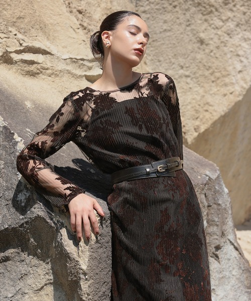 2WAYベロアフロッキープリーツワンピースドレスベロアキャミワンピース付3L Callarus ドレス 2WAYベロアフロッキープリーツワンピースドレス