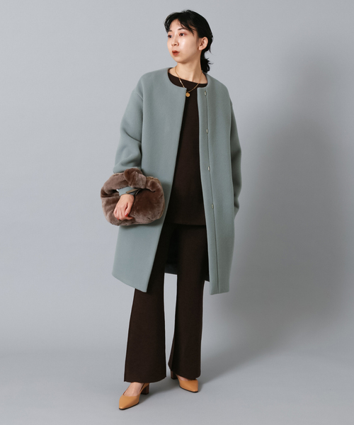 IENA（イエナ） ノーカラーコート 36 ブルー レディース : ZOZOTOWN