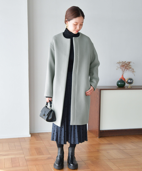 IENA（イエナ） ノーカラーコート 36 ブルー レディース : ZOZOTOWN