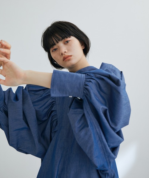 「ADAM ET ROPE'」 長袖ブラウス FREE ブルー系その他5 レディース