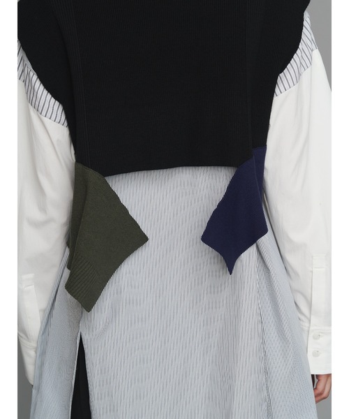 UN3D.（アンスリード） ブラウス シャツ KNIT VEST DOCKING SHIRT