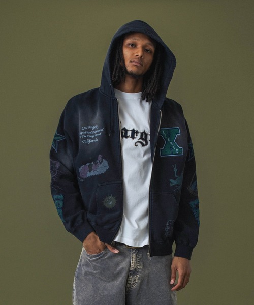 XLARGE ジップパーカー ネイビー XL XLARGE パーカー STANDARD LOGO ZIP HOODED SWEATSHIRT メンズ