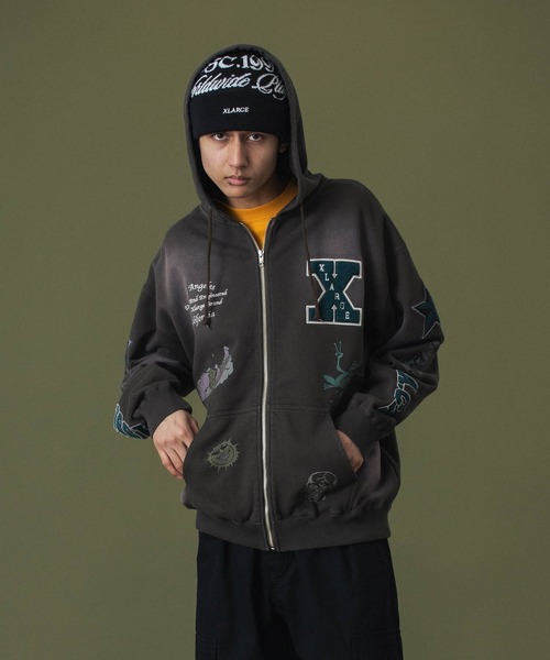 XLARGE ジップパーカー ネイビー XL XLARGE パーカー STANDARD LOGO ZIP HOODED SWEATSHIRT メンズ