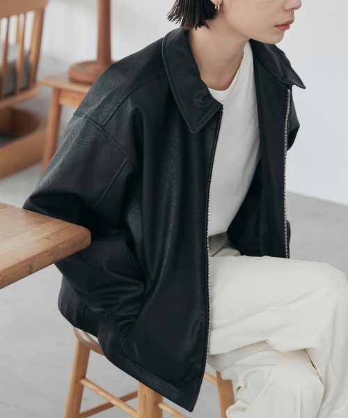 「andme」 ジップアップブルゾン M ブラック レディース_画像8