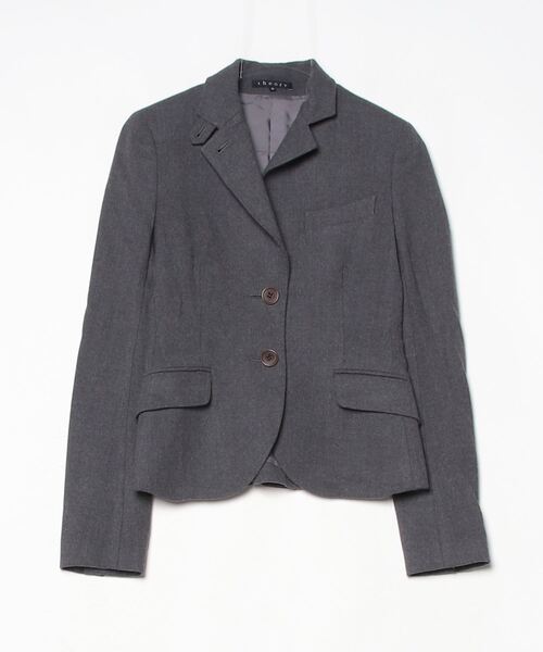 theory セオリー ウール テーラードジャケット グレー サイズ0 theory（セオリー） 」 テーラードジャケット 0 グレー レディース