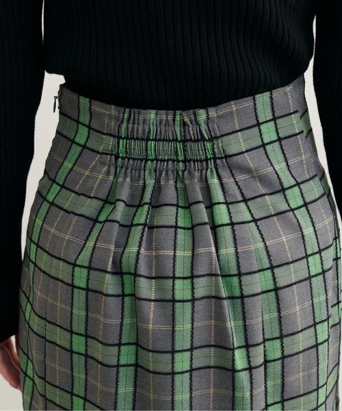 natural couture スカート デザイン釦ラップ風チェックスカート