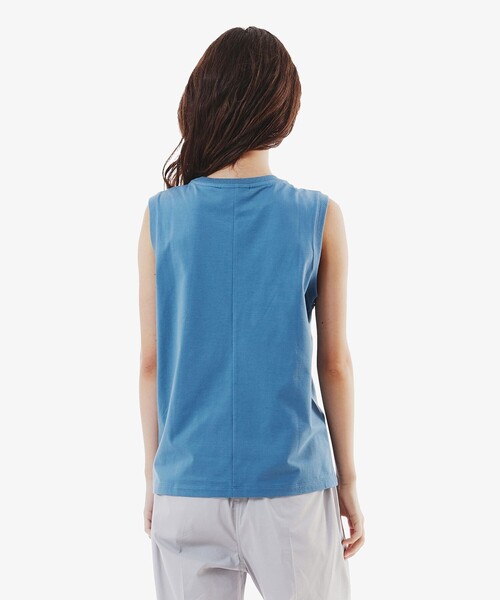 「LACOSTE」 ノースリーブトップス 34 グレイッシュブルー レディース_画像2