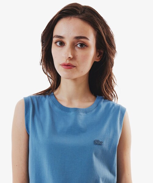 「LACOSTE」 ノースリーブトップス 34 グレイッシュブルー レディース_画像3
