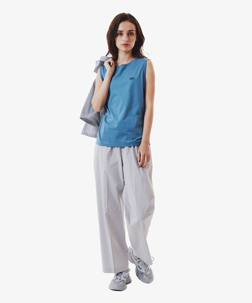 「LACOSTE」 ノースリーブトップス 34 グレイッシュブルー レディース_画像8