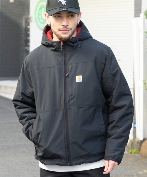 Carharttカーハート 裏地フリースナイロンブルゾン刺繍ロゴドローコード黒 Carhartt（カーハート） ブルゾン LARGE ブラック メンズ : ZOZOTOWN