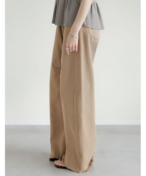 ワイドパンツ ジーンズ デニム デニムパンツ 「低身長/高身長サイズ有」カツラギバレルレッグカーブパンツ レディースの画像