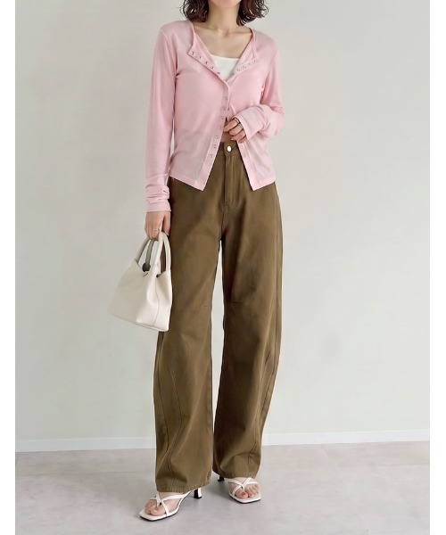 ワイドパンツ ジーンズ デニム デニムパンツ 「低身長/高身長サイズ有」カツラギバレルレッグカーブパンツ レディースの画像