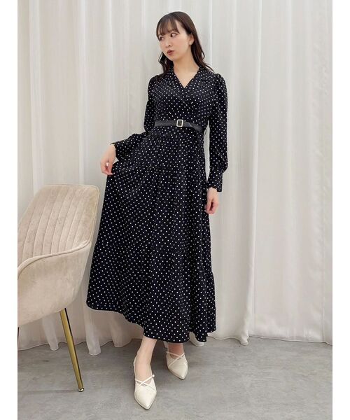 ダズリン　ワンピース セール】ビッグカラーレースアップノースリワンピース（ワンピース