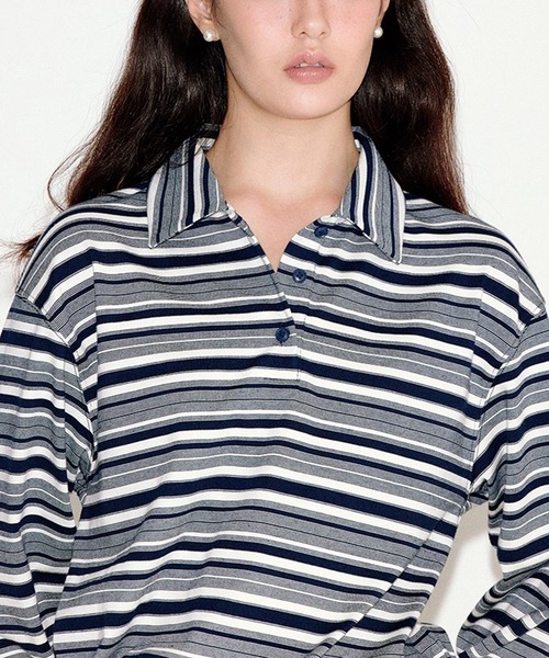 ポロシャツ ポロ ボーダー柄 ロングポロTシャツ FQ25S152「Fano