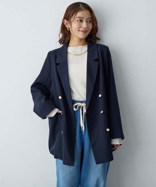 新品 シップス 紺ブレ 金釦 ダブル ブレザー ネイビー テーラードジャケット 美品 ニューヨーカー 紺ブレ ダブルブレスト 金ボタン ウール100% 日本