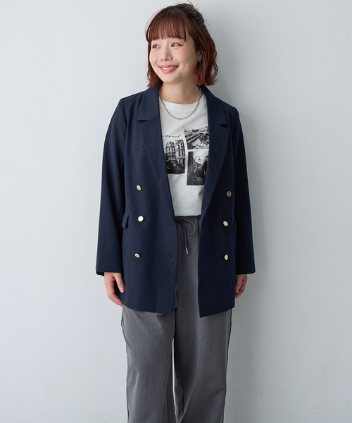 anyfee ジャケット テーラードジャケット 「anyfee/大きいサイズ」金釦