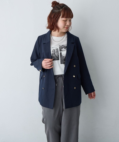 anyfee ジャケット テーラードジャケット 「anyfee/大きいサイズ」金釦