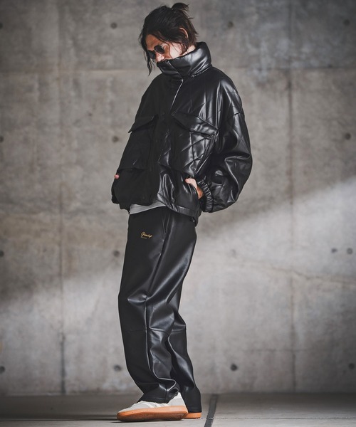 GLIMCLAP パンツ mp14143-Synthetic Leather Straight-Leg Trousers