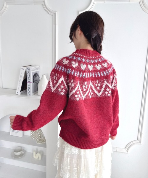 Loueme ニット セーター ハートノルディックニットトップス レディース
