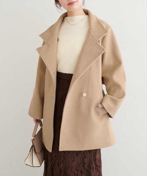 natural couture コート アウター 「ako」スタンドカラーミドル丈