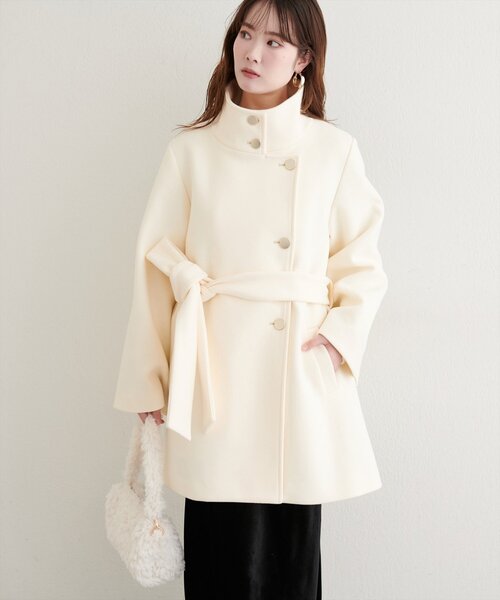 natural coutureスタンドカラーミドル丈コート【新品】 natural couture コート アウター 「ako」スタンドカラーミドル丈