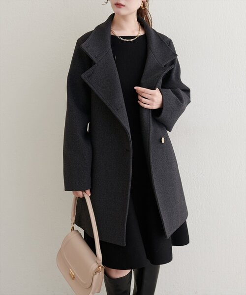 ナチュラルクチュール　〈ako〉スタンドカラーミドル丈コート ako〉スタンドカラーミドル丈コート | natural couture(ナチュラル