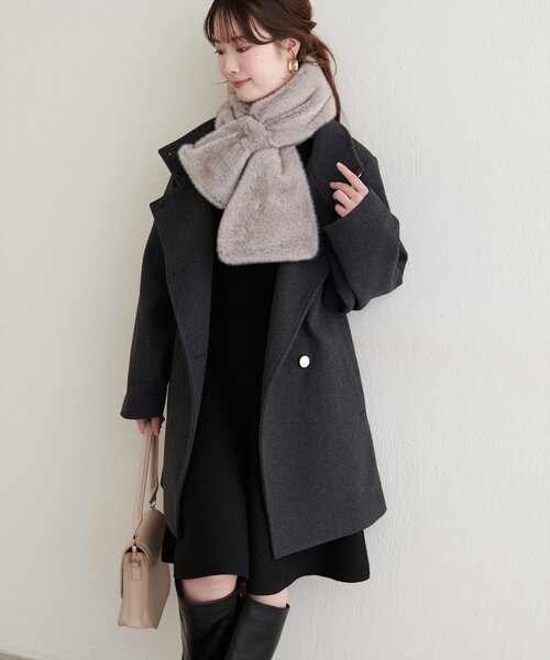 natural couture コート アウター 「ako」スタンドカラーミドル丈