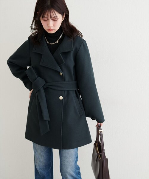natural couture コート アウター 「ako」スタンドカラーミドル丈