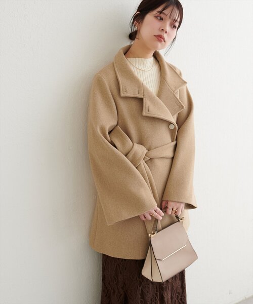 natural couture コート アウター 「ako」スタンドカラーミドル丈
