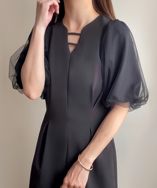 「FILLOU」 半袖ワンピース MEDIUM ブラック レディース_画像8