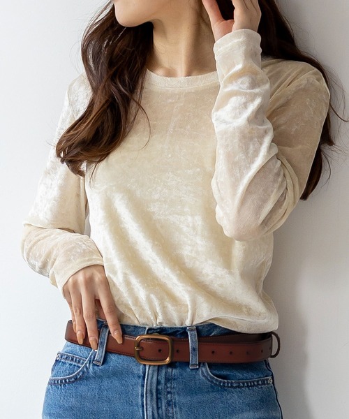 No Rule No Line tシャツ クラッシュベロアクルーネックトップス